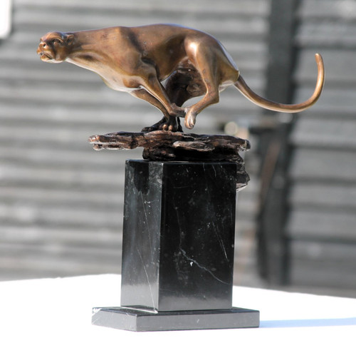 Bronze cougar statue panther - statue,