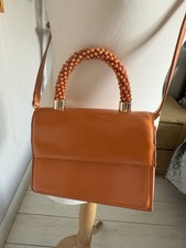 Zara Orange Shoulder Crossbody Handbag New Bloggers Fav Strap Beaded Handle RARE