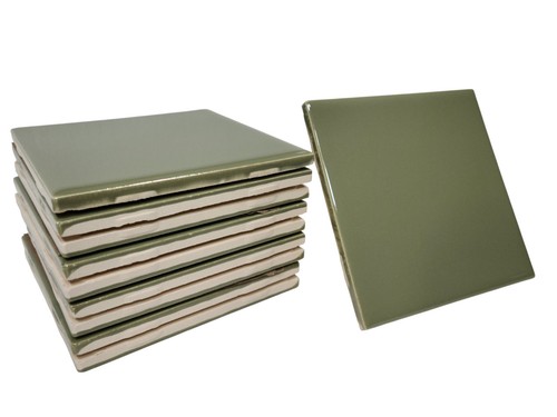 Avocado green ceramic tile - green,