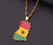 Gold ghana flag necklace - gold,