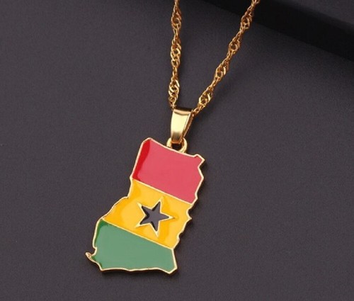 Gold ghana flag - ghana, necklace