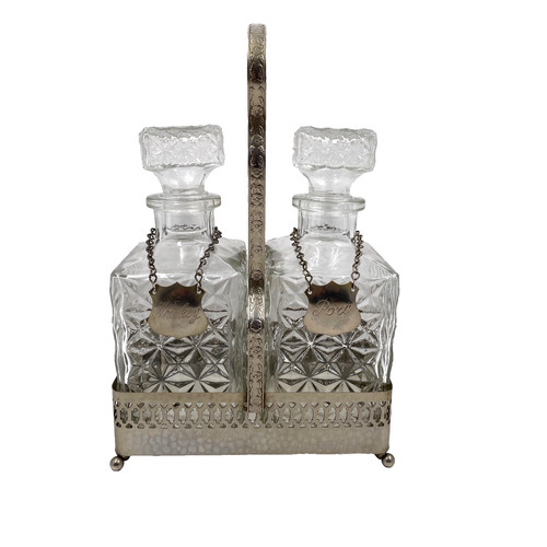 Hammered metal decanter stand - hammered,