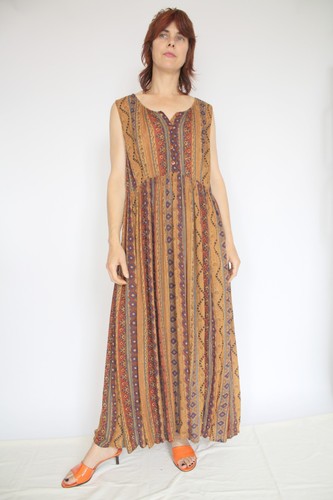 80s rayon printed summer dress - rayon,