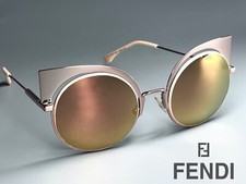 New FENDI Sunglasses 0177/S 53-135 Metal Rose Cat Eye Authentic Round