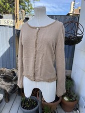 SHRINKING VIOLET LAMBSWOOL BLEND TAN SIZE L REVERSIBLE BUTTON UP CARDIGAN