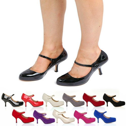 Womens ladies strap mid heel - ladies,