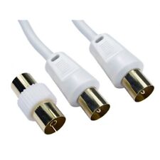 2m RF Fly Lead Coaxial Aerial Cable Digital TV Male to M Extension WHITE Ariel