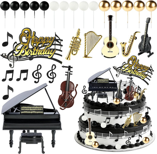 Music cake topper set - music, set,