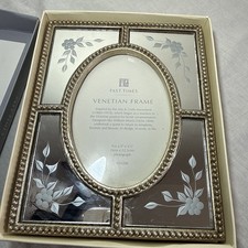 Past Times Venetian Frame Mirrored Boxed 5”x3.5” Photo Vintage