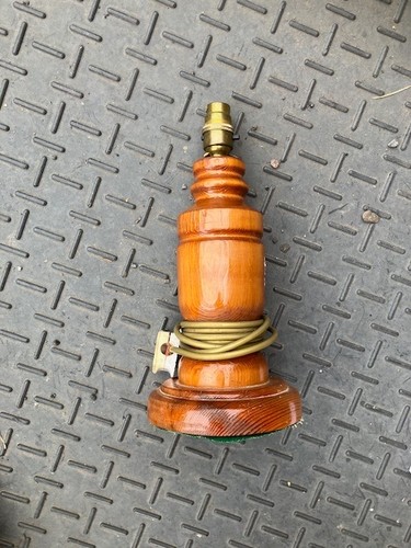 Turned wood table - turned, lamp
