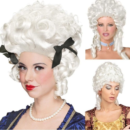 Baroque wig white short curly - white,