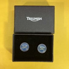 TRIUMPH Enamel Badge CUFFLINKS Motoring - Worlds Fastest motercycles