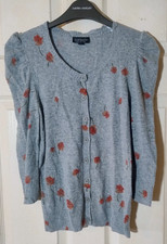 Ladies Topshop,Grey/Floral Cardigan, Size 8 , Used, Good Condition