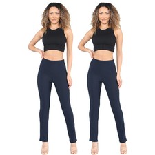 2X Ladies Bootleg Trousers Womens Bootcut Stretch Pull On Work Carer Nurse Pants