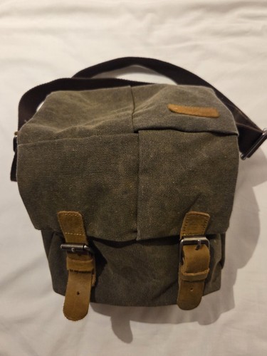 Canvas camera bag with - canvas, leather