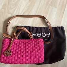Small handcrafted fuschia leather ethnic woman bag