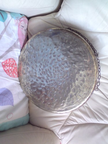 Large antique brass gong - large,