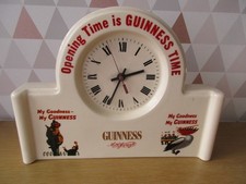 GUINNESS Rare white Ceramic Mantle Clock 12.5"x 9."5 Full Working Condition