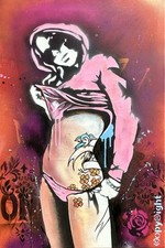 COPYRIGHT - “TATTOO GIRL” SPRAY PAINT/ACRYLIC & OIL ON CANVAS - SIGNED