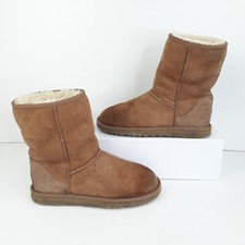 UGG Womens Boots UK 4.5 Brown Classic Short 5825 Ladies Pull On Ankle Shoes