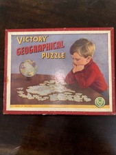 Vintage COMPLETE wood Victory Geographical Puzzle ENGLAND & WALES  M2 12"/9"