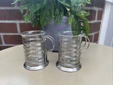 2  Coffee/Cappuccino Cups with Glass Carafe Inserts  6oz Italian Style Vintage.