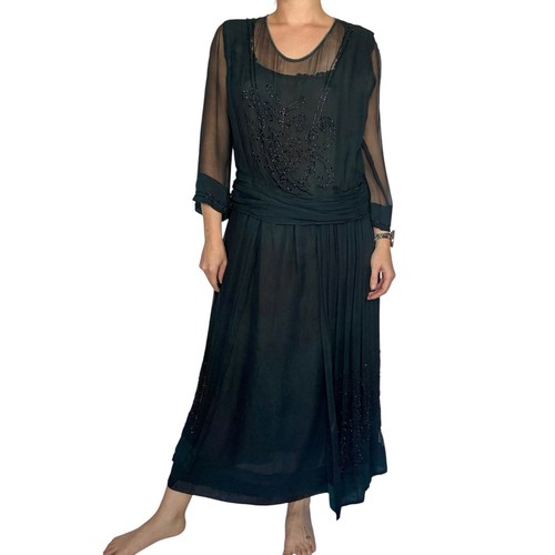 Antique 1920s black silk - antique,