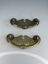Pair of Vintage Reclaimed Solid Brass Cabinet Drawer Pull Drop Handles RD 167427