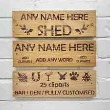Personalised Large 30cm Solid Oak Wooden Plaque 2cm Thick House Name Sign Porch