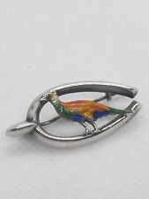 Antique Silver Enamel Pheasant Wishbone Good Luck Brooch  1918 Adie & Lovekin 