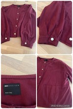 Brand New ASOS Viral Sold Out Burgundy Puff Sleeve Denim Jacket Size L