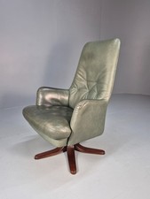 Vintage Green Leather Swivel Chair By Soderbergs Swedish Seating EB9889 MSWI