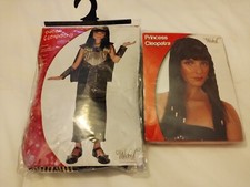 Queen Cleopatra Childrens Dressing Up Fancy Dress  Outfit & Wig. Age 8-10. Vgc.