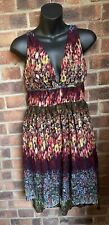 Zara Trafaluc Colourful Plunge V Neck Back Dip Hem Dress Size 10 - 12 Medium