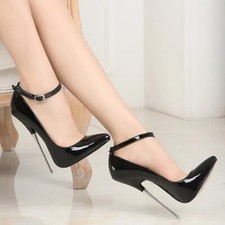 DeeCees Extreme 6" Ankle Strap Court Shoes In Black UK Size 9 BNIB