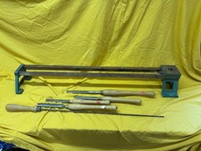 Wood turning lathe with tools