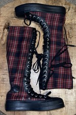 Size 6 Converse XXHI Platform Plaid Park Red Custom Women’s Knee High Sneaker