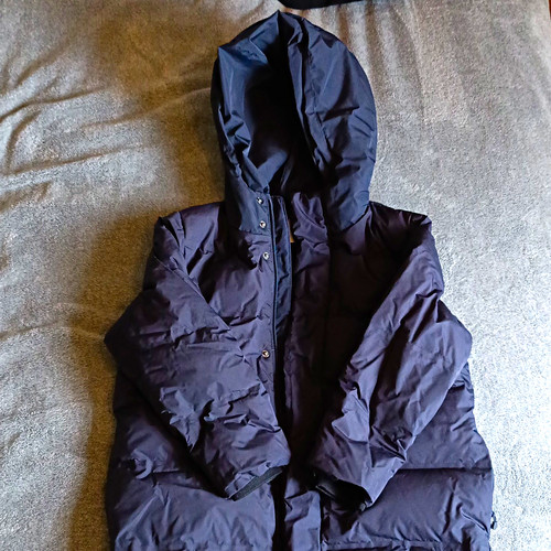 Zara blue hooded long puffer - long,