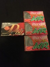 4 x casette tapes - 3 x maxwell ur 90 - TDK D60 - blank 1980's ghetto blaster