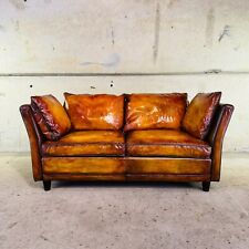 Vintage 1970s Danish Mogens Hansen Two-Seater Leather Sofa – Patinated Tan #A500