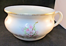 Vintage Retro Ceramic White Chamber Pot/Planter - Floral Blossom Design