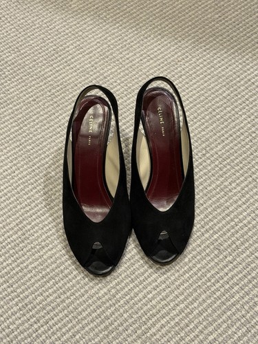 Celine black suade shoes - black,
