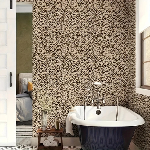 Leopard print beige wallpaper - beige,