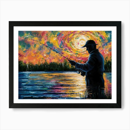Man fishing lakes - man, at