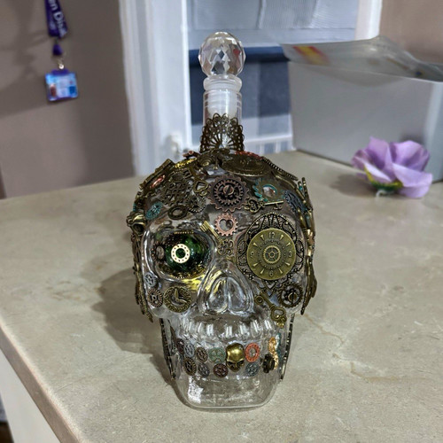 Decorative glass skull bottle - decorative,