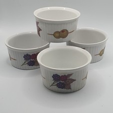 Vtg ROYAL WORCESTER Evesham 'M'  Ramekin Porcelain Dish Berries Olives Set/4