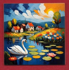 White Swan ceramic art display