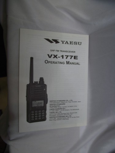 Yaesu 177e operation - yaesu, vx-177e
