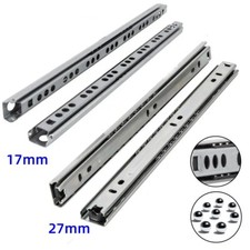 17/27mm Wide Drawer Runners Ball Bearing Grooved Slides Kitchen Cabinet Rail