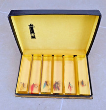 Boxed  French Vintage Set of 6 Knife Rests  Fishing Fly's  Dinner Table Decor